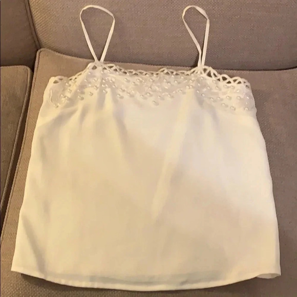 Alyce Paris Ivory White Pearl & Sequin Shell Top - Picture 1 of 8